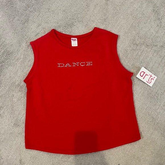 Tia's Dance Rhinestone‎ Sleeveless Crop Top Red Y2K Party Size AL 12-14 - Picture 1 of 8
